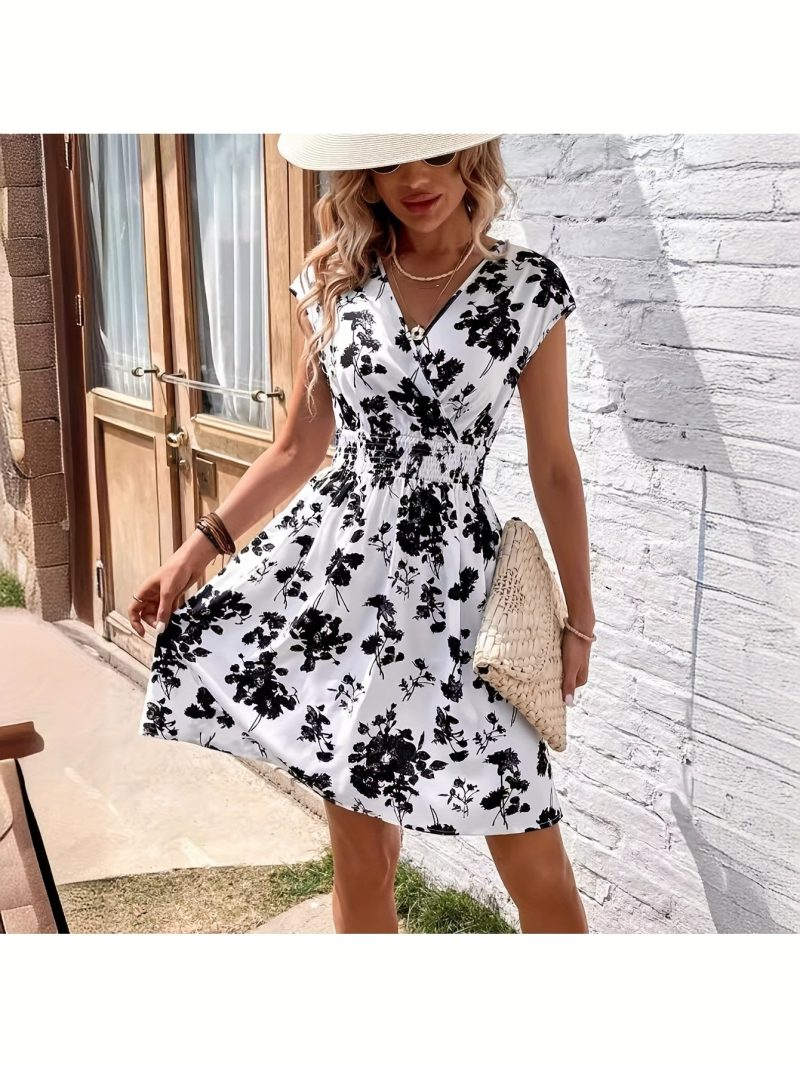 Women'S Elegant Floral Print A-Line Dress | Relaxed Fit For Spring/Summer/Fall | Party, Casual & Formal Events | Non-Stretchy Quality Fabric - Image 6