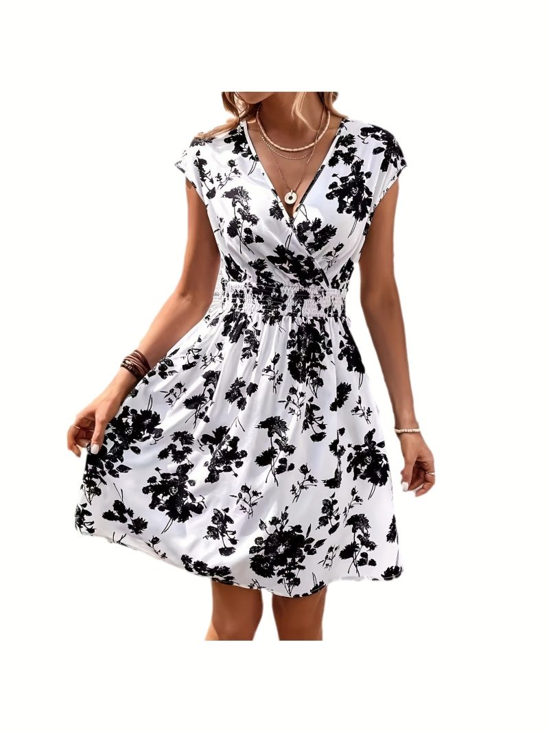 Women'S Elegant Floral Print A-Line Dress | Relaxed Fit For Spring/Summer/Fall | Party, Casual & Formal Events | Non-Stretchy Quality Fabric - Image 5