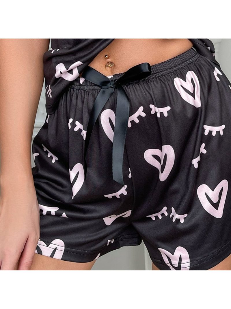 3 Sets of 6pcs Women'S Casual Polyester Camisole Top And Shorts Pajama Sets. with Heart-Shaped Prints, Made of Fabric. The Camisole Paired with Shorts Is Comfortable for Home Relaxation. It'S a Sexy Loungewear That Can Also Be Worn Outdoor - Image 4