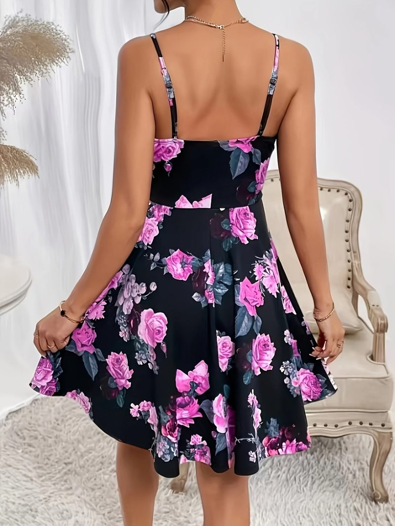 [Elegant | Floral] Elegant Floral Print | Camisole Dress | for Cross-Border Wear - Image 5