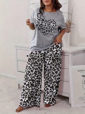 Valentine's Day Short-sleeved T-shirt + Long Pants Home Two-piece Suit